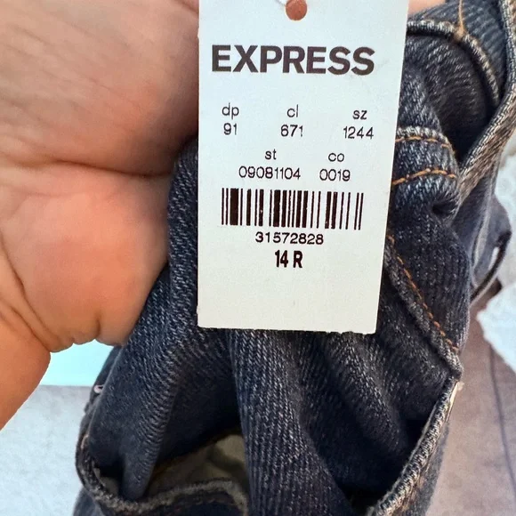 Express Modern Straight High Rise Blue Jeans - Picture 6 of 8